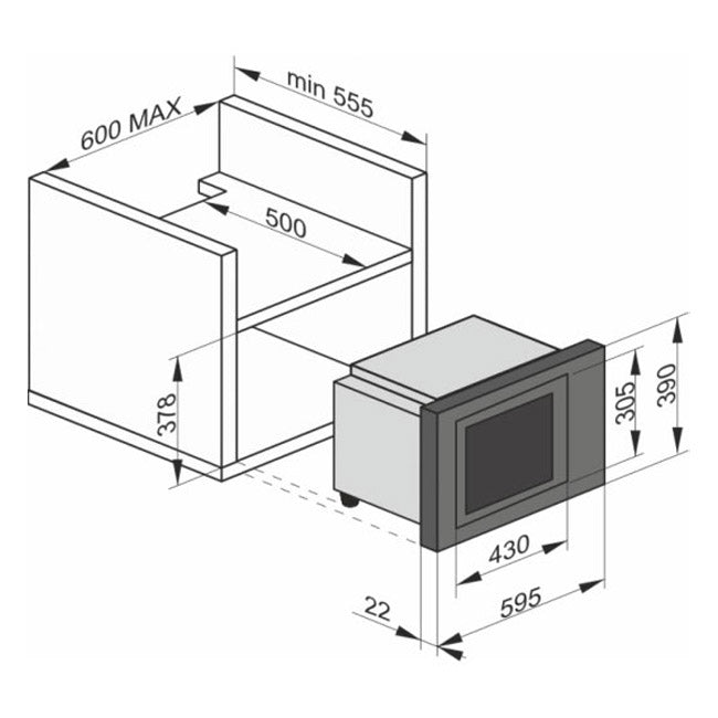 Avantgarde Pro Built In 900W Microwave Oven (Black)
