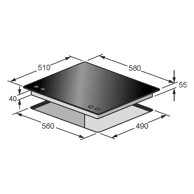 Empire 60cm Turbo Gas Hob (Bordeaux Red)