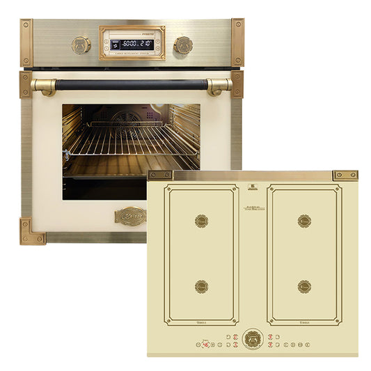 Art Deco Electric Oven & Induction Hob Bundle (Ivory)