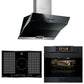 La Perle Noire Steam Oven, 77cm Induction Hob & Cooker Hood Bundle (Black Moire)