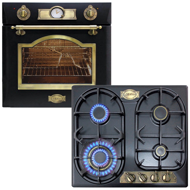 Empire Gas Oven & 4 Burner Gas Hob Black Bundle
