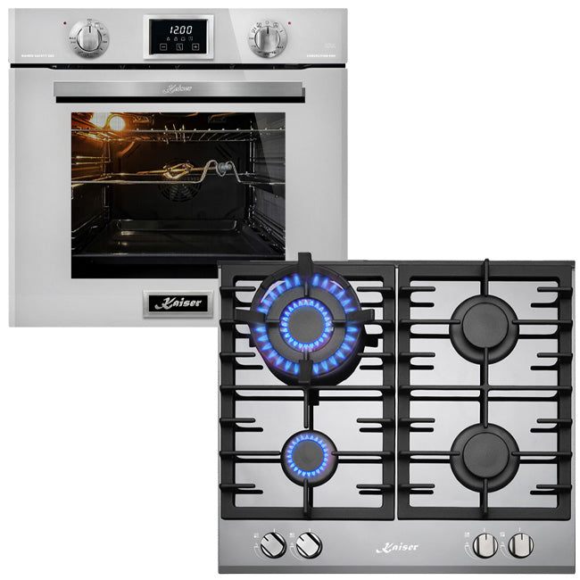 Grand Chef Gas Oven & 4 Burner Gas Hob Bundle White