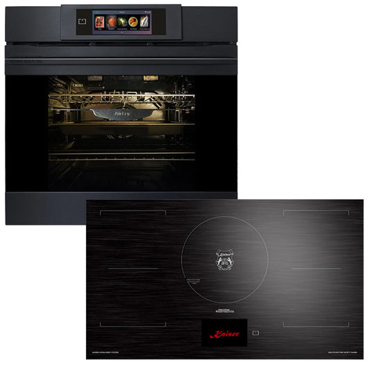 La Perle Noire 60cm Pyrolytic Oven & 90cm Induction Hob (Black Moire)
