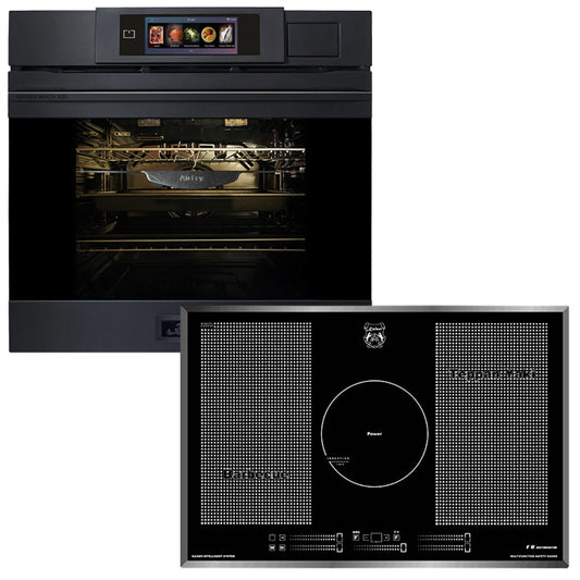 La Perle Noire 60cm Steam Oven & 77cm Induction Hob (Black Moire)