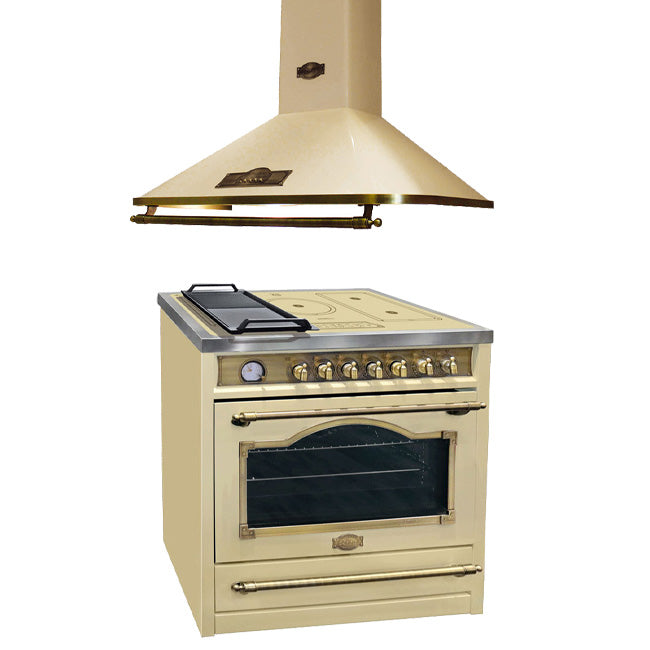 Empire Induction Range Cooker & 90cm Cooker Hood Bundle (Ivory)