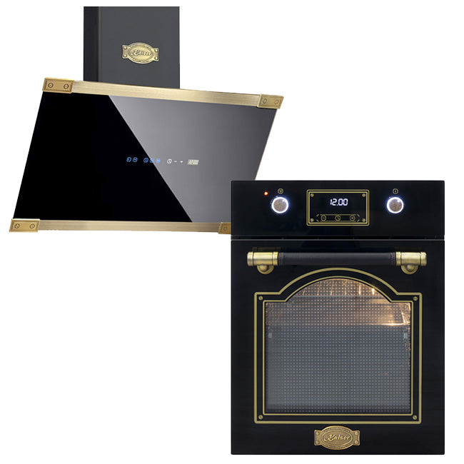 Art Deco 45cm Electric Oven & 60cm Cooker Hood (Black)