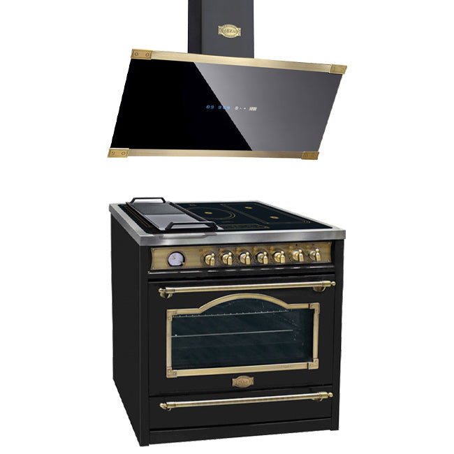 Empire Induction Range Cooker & 90cm Cooker Hood Bundle (Black)