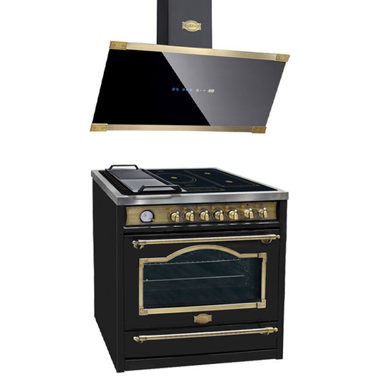 Empire Induction Range Cooker & 90cm Cooker Hood Bundle (Black)
