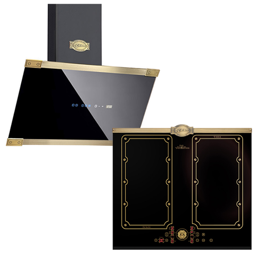 Empire Induction Hob & Art Deco Cooker Hood Bundle (Black)