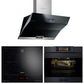 La Perle Noire Electric Oven, 59cm Induction Hob & Cooker Hood Bundle (Black Moire)