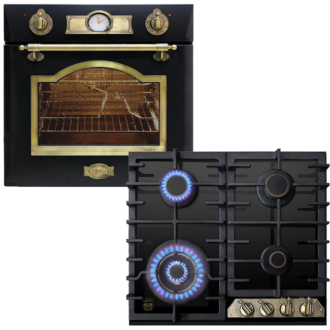 Empire Gas Oven & 4 Burner Gas Hob Bundle (Black)