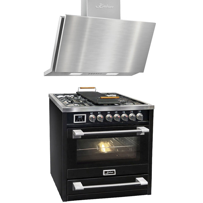 Avantgarde Pro Dual Fuel Range Cooker & 90cm Hood Bundle (Black)