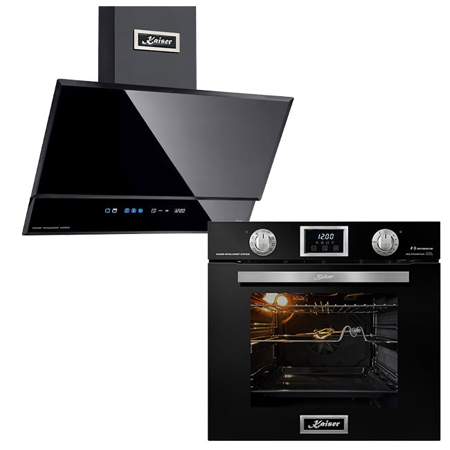 Grand Chef Gas Oven & 70cm Pro Cooker Hood (Black)