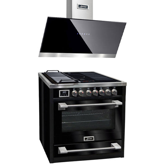 Avantgarde Pro Induction Range Cooker & 90cm Cooker Hood (Black)