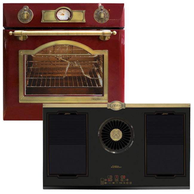 Empire 60cm Electric Oven & 90cm Downdraft Induction Hob (Bordeaux Red)