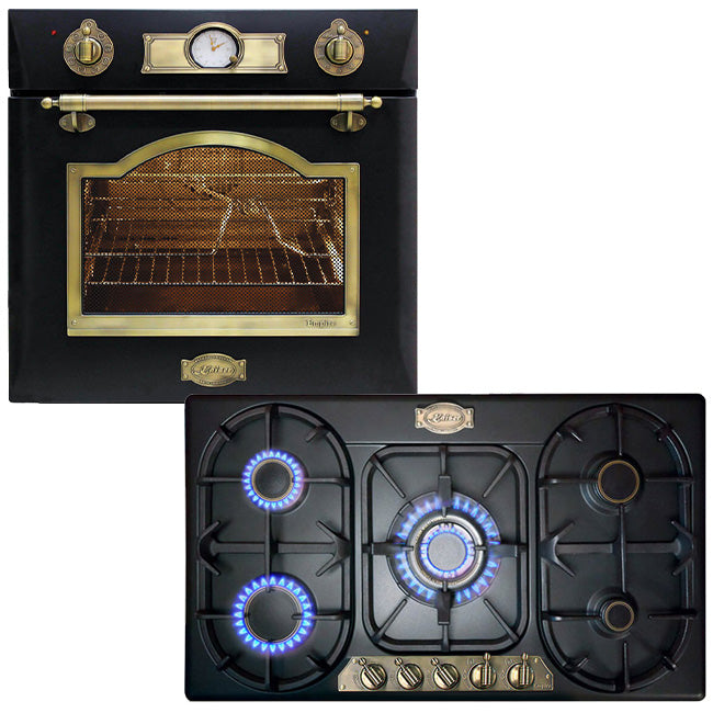 Empire Gas Oven & 5 Burner Gas Hob Black Bundle
