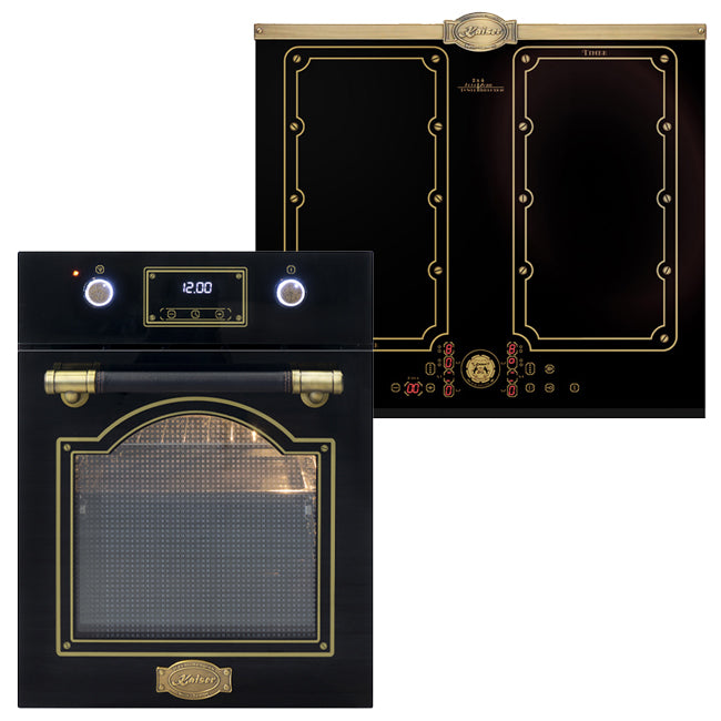 Art Deco 45cm Electric Oven & 58cm Free Zone induction Hob (Black)