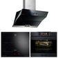 La Perle Noire Steam Oven, 59cm Induction Hob & Cooker Hood Bundle (Black Moire)