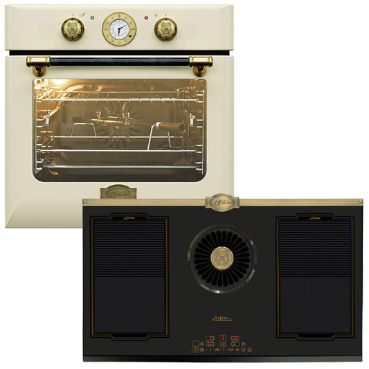 Belle Epoque 60cm Electric Oven & Downdraft Induction Hob Bundle (Ivory)
