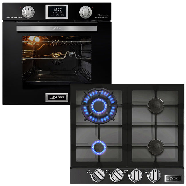 Grand Chef Gas Oven & 4 Burner Gas Hob Bundle (Black)