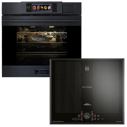La Perle Noire 60cm Steam Oven & 58cm Induction Hob (Black Moire)