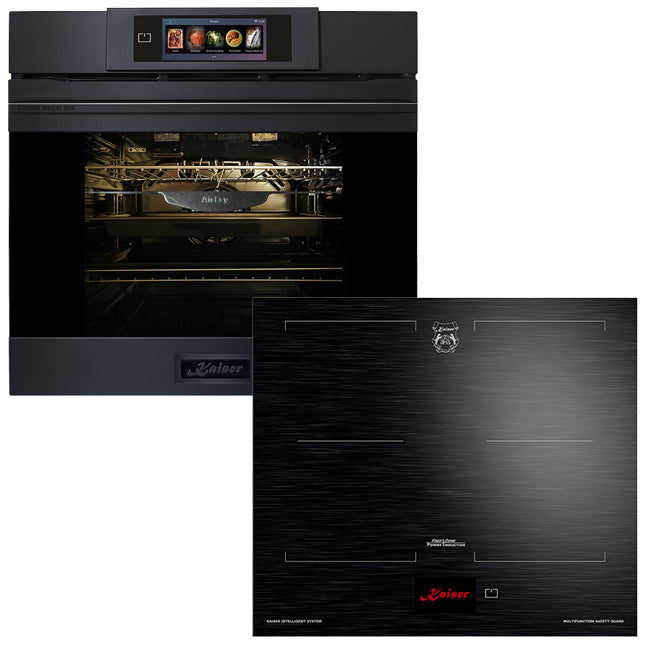 La Perle Noire 60cm Pyrolytic Oven & 59cm Induction Hob (Black Moire)