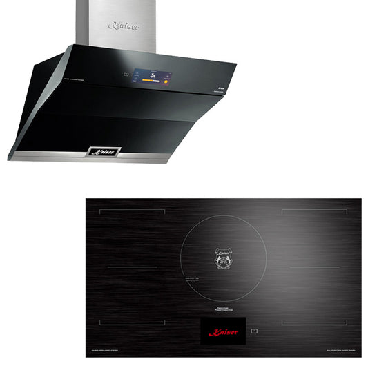 La Perle Noire 90cm Induction Hob & 90cm TFT Cooker Hood (Black Moire)