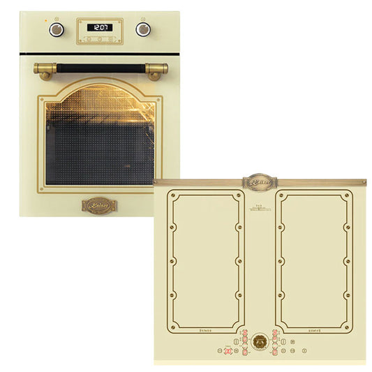 Art Deco 45cm Electric Oven & 58cm Free Zone induction Hob (Ivory)