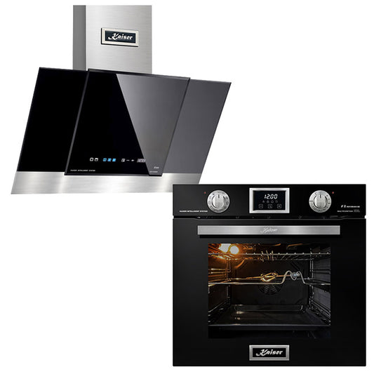 Grand Chef Gas Oven & 80cm Cooker Hood (Black)