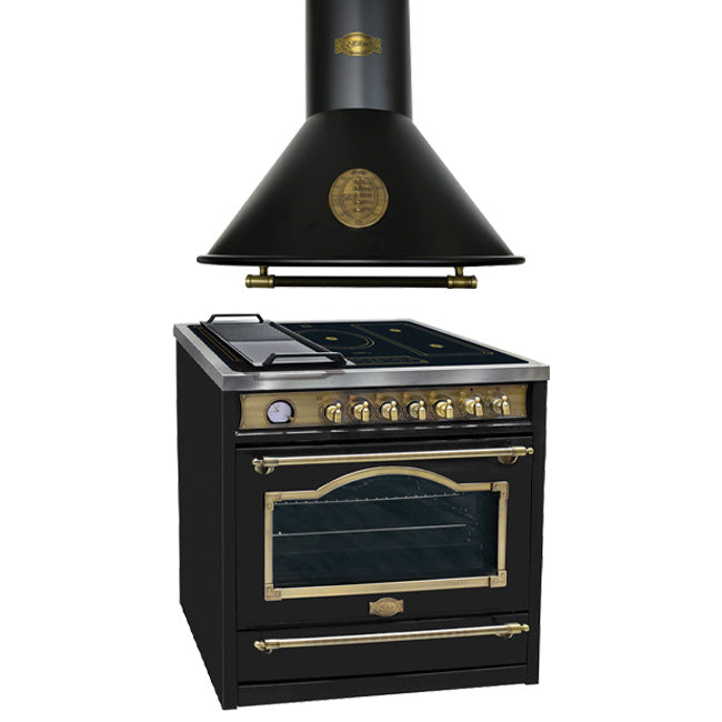Empire Induction Range Cooker & 90cm Cooker Hood Bundle (Black)