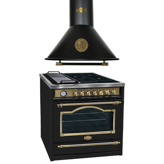 Empire Induction Range Cooker & 90cm Cooker Hood Bundle (Black)