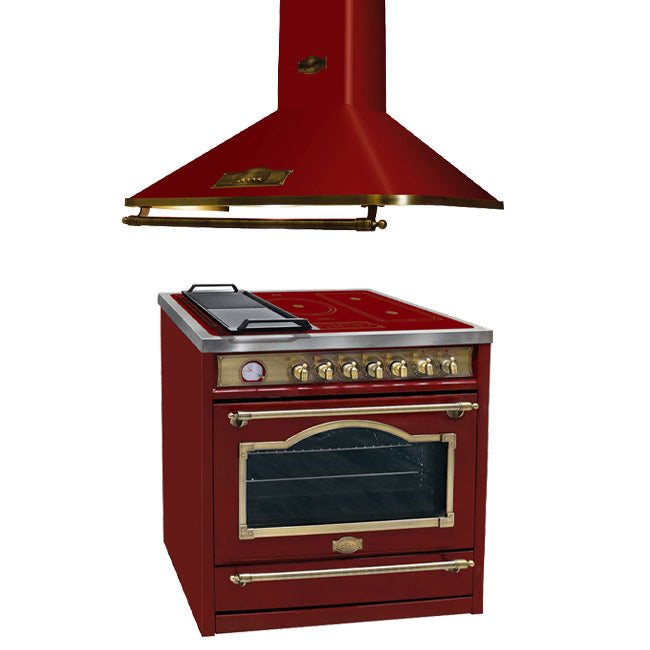 Empire Induction Range Cooker & 90cm Cooker Hood Bundle (Bordeaux Red)