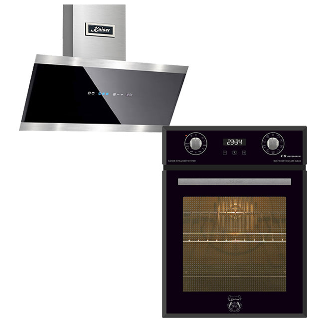 Grand Chef 45cm Electric Oven & 50cm Pro Cooker Hood (Black)
