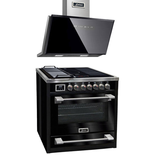 Avantgarde Pro Induction Range Cooker & 90cm Cooker Hood (Black)