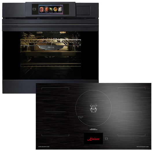 La Perle Noire 60cm Steam Oven & 90cm Induction Hob (Black Moire)