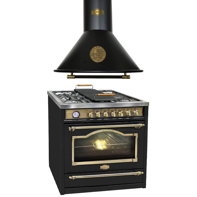 Empire Dual Fuel Range Cooker & 90cm Hood Bundle (Black)