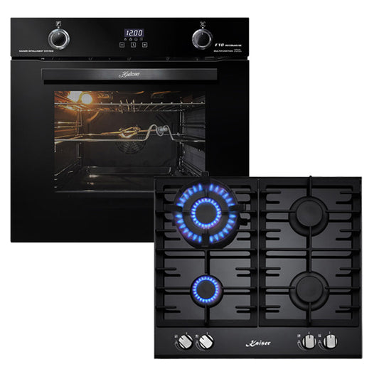 Grand Chef Electric Oven & 4 Burner Gas Hob Bundle (Black)