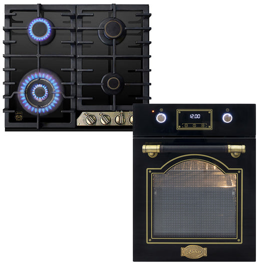 Art Deco 45cm Electric Oven & Empire 60cm Gas Hob (Black)