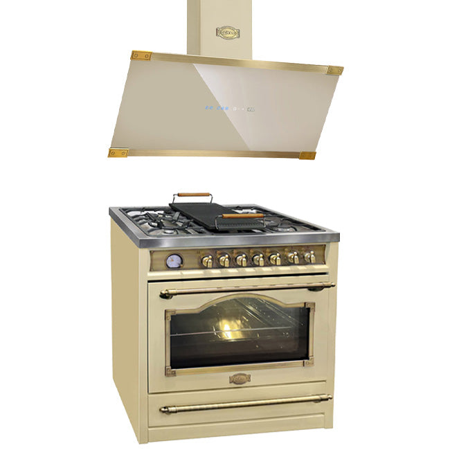 Empire Dual Fuel Range Cooker & 90cm Hood Bundle (Ivory)