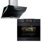 La Perle Noire 60cm Electric Steam Oven & 90cm TFT Cooker Hood (Black Moire)