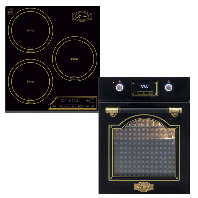 Art Deco 45cm Electric Oven & 45cm Induction Hob (Black)