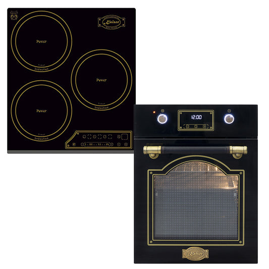 Art Deco 45cm Electric Oven & 45cm Induction Hob (Black)