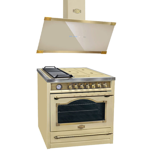 Empire Induction Range Cooker & 90cm Cooker Hood Bundle (Ivory)