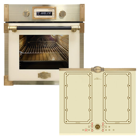 Art Deco 60cm Electric Oven & Induction Hob Bundle (Ivory)