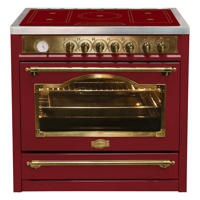 Empire Induction Range Cooker & 90cm Cooker Hood Bundle (Bordeaux Red)