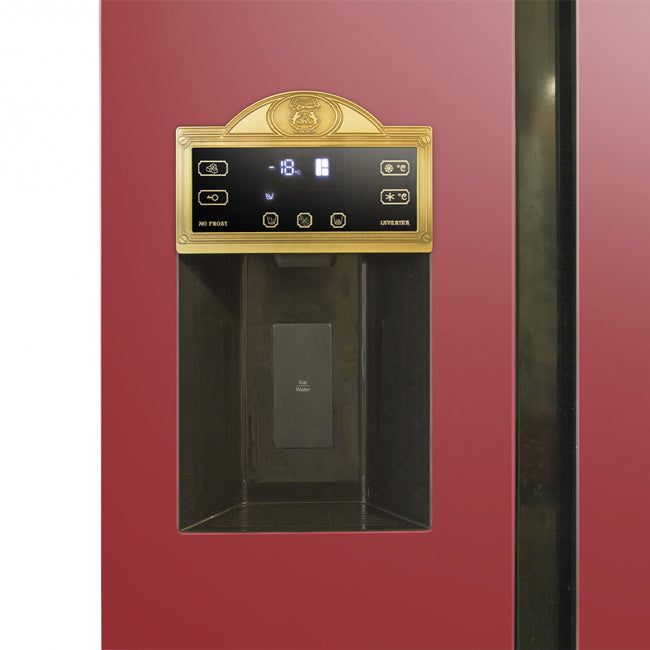 Art Deco American Style Plumbed Fridge Freezer (Bordeaux Red)