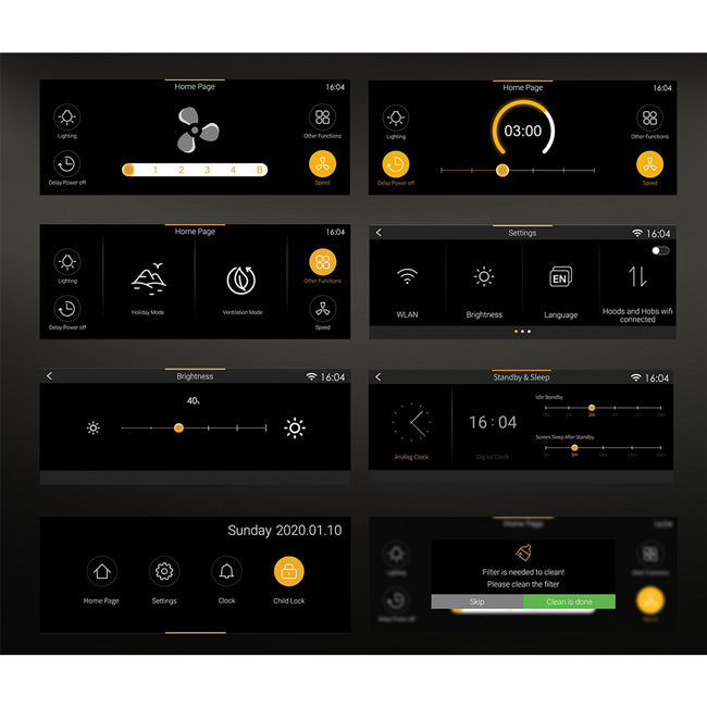 La Perle Noire 90cm TFT Display Cooker Hood (Black Moire)