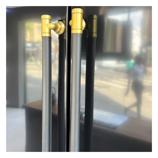 Art Deco French Door Fridge Freezer Leather Handles (Black)