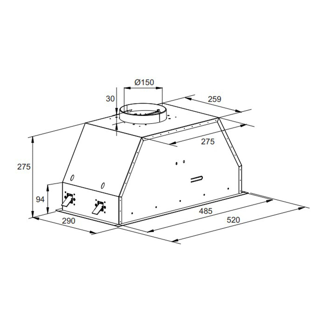 Grand Chef Built In Cooker Hood (Black Glass)