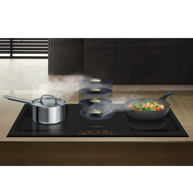 Art Deco 60cm Electric Oven & Downdraft Induction Hob Bundle (Ivory)